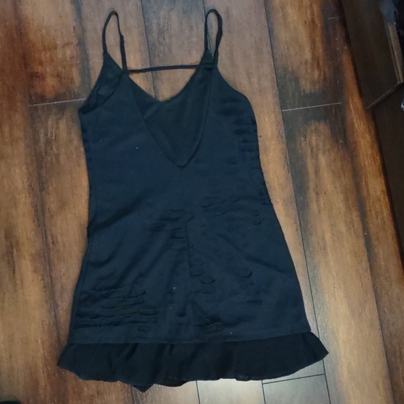 Black Low Back/Backless Distressed Dress - Picture 4 of 7